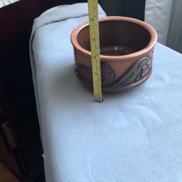 Vintage Rustic Brown Studio Art Pottery Handcarved Bowl - Picture 2 of 6